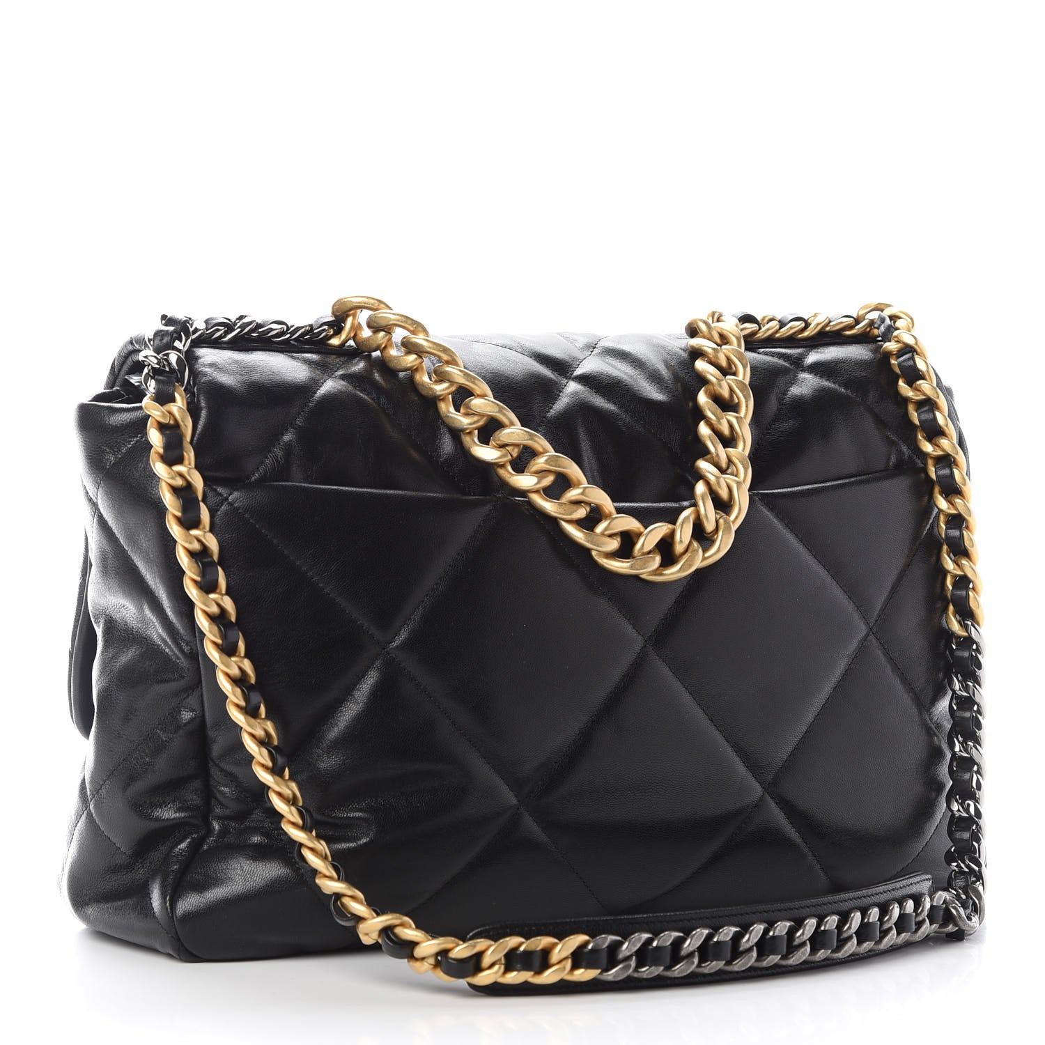 Chanel Lambskin Quilted Maxi Chanel 19 Flap Black 3 of 9