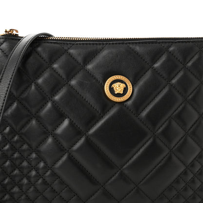 Versace Calfskin Quilted Large Tribute Icon Crossbody Pouch Black 7 of 9