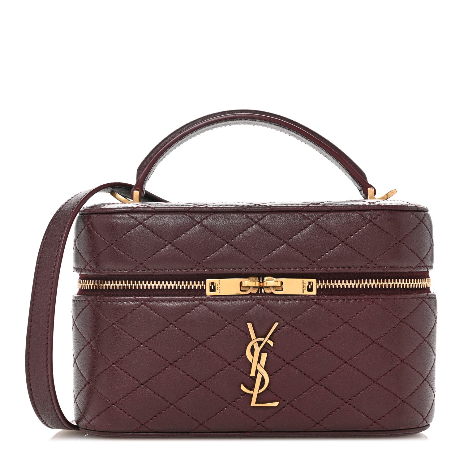 Saint Laurent Lambskin Quilted Mini Gaby Vanity Case Rouge Cabernet 1 of 12
