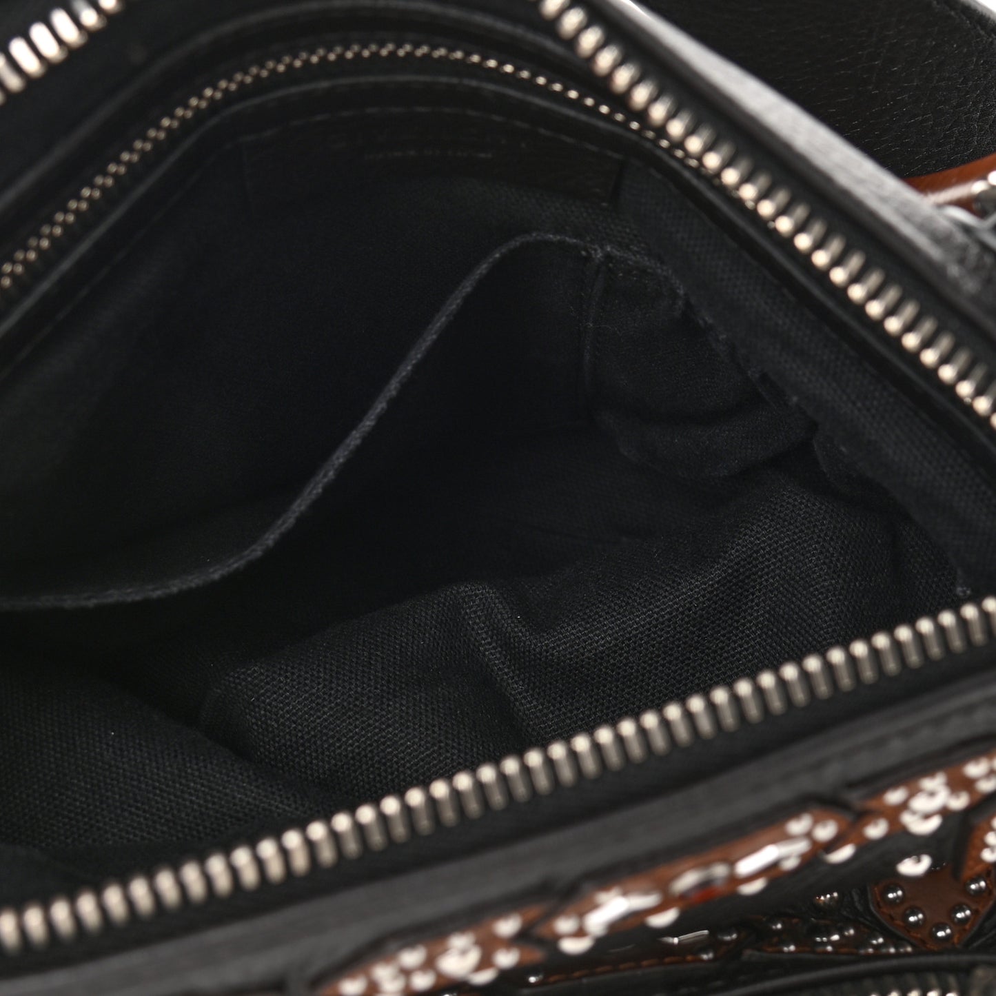 Calfskin Small Studded Pandora Black Brown