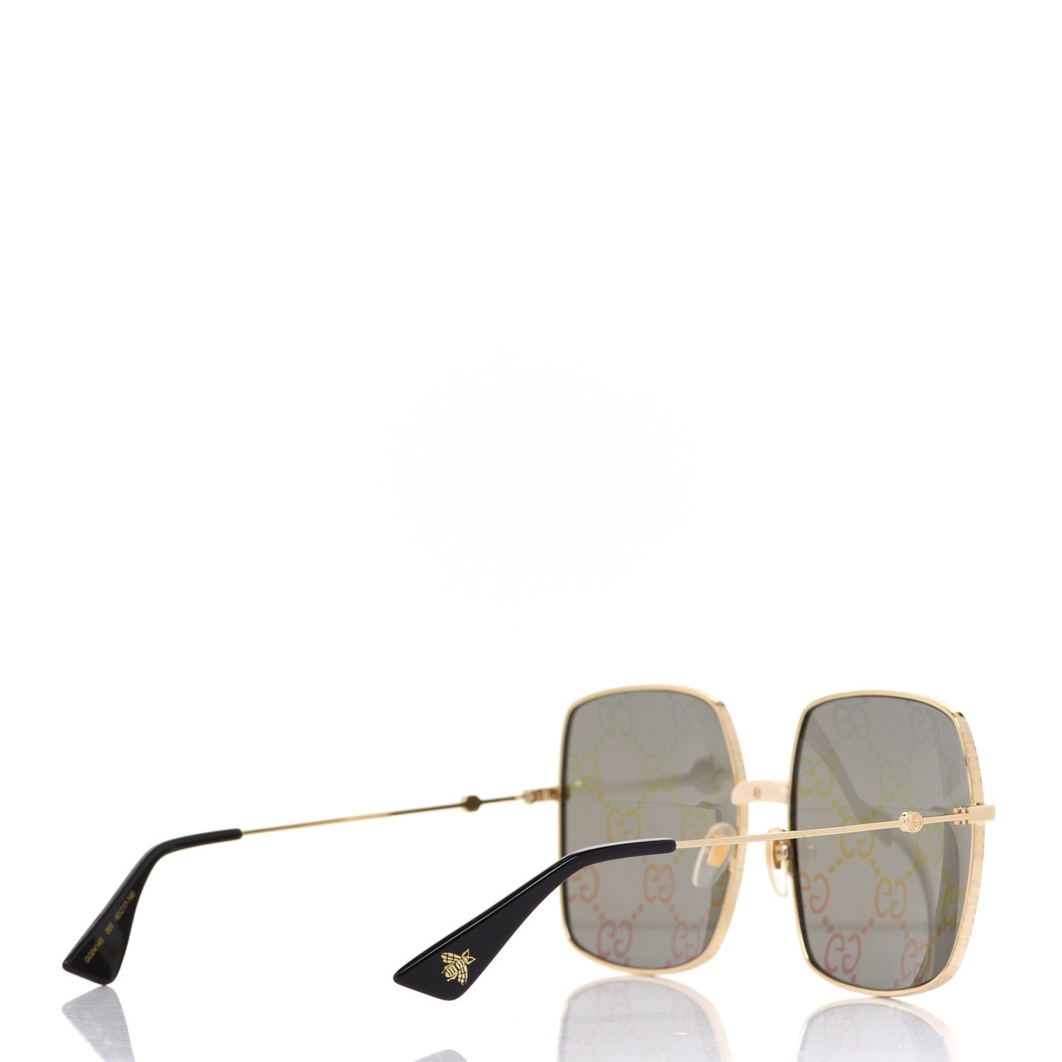 Gucci Metal Rectangular Frame Sunglasses GG0414S Gold Multicolor 4 of 9