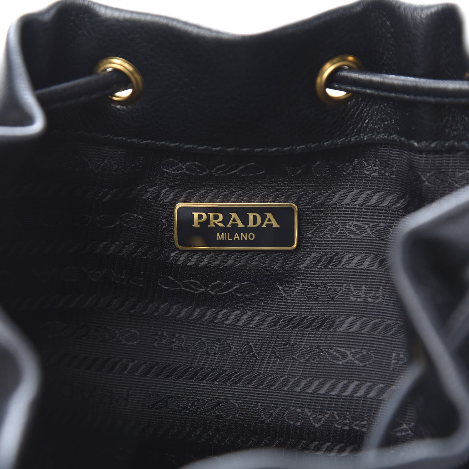 Prada Glace Calfskin Embossed Secchiello Bucket Bag Black 7 of 14