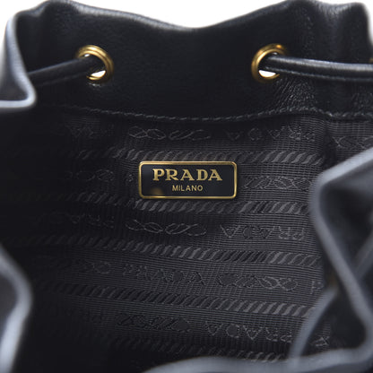 Prada Glace Calfskin Embossed Secchiello Bucket Bag Black 7 of 14