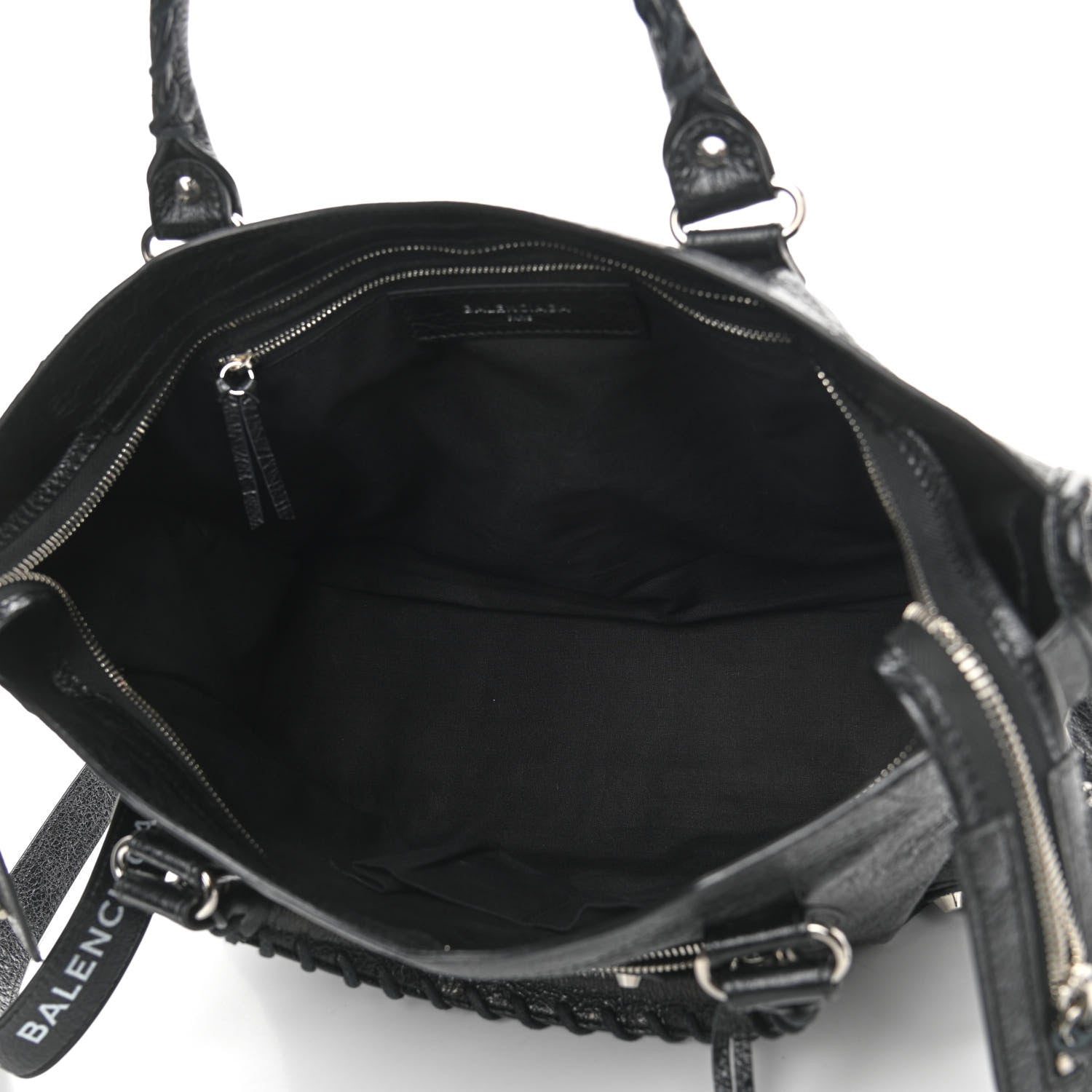 Balenciaga Agneau Classic Silver Hardware City Logo Strap Black White 5 of 10