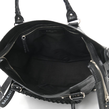 Balenciaga Agneau Classic Silver Hardware City Logo Strap Black White 5 of 10
