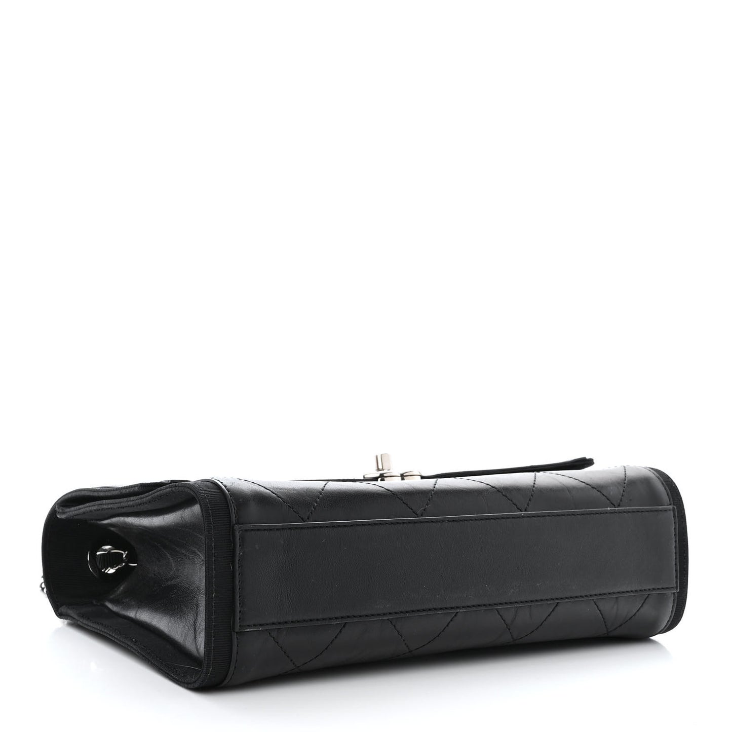Crumpled Calfskin Flap Bag Black