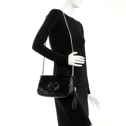 Gucci Patent Medium Soho Flap Crossbody Black 2 of 8