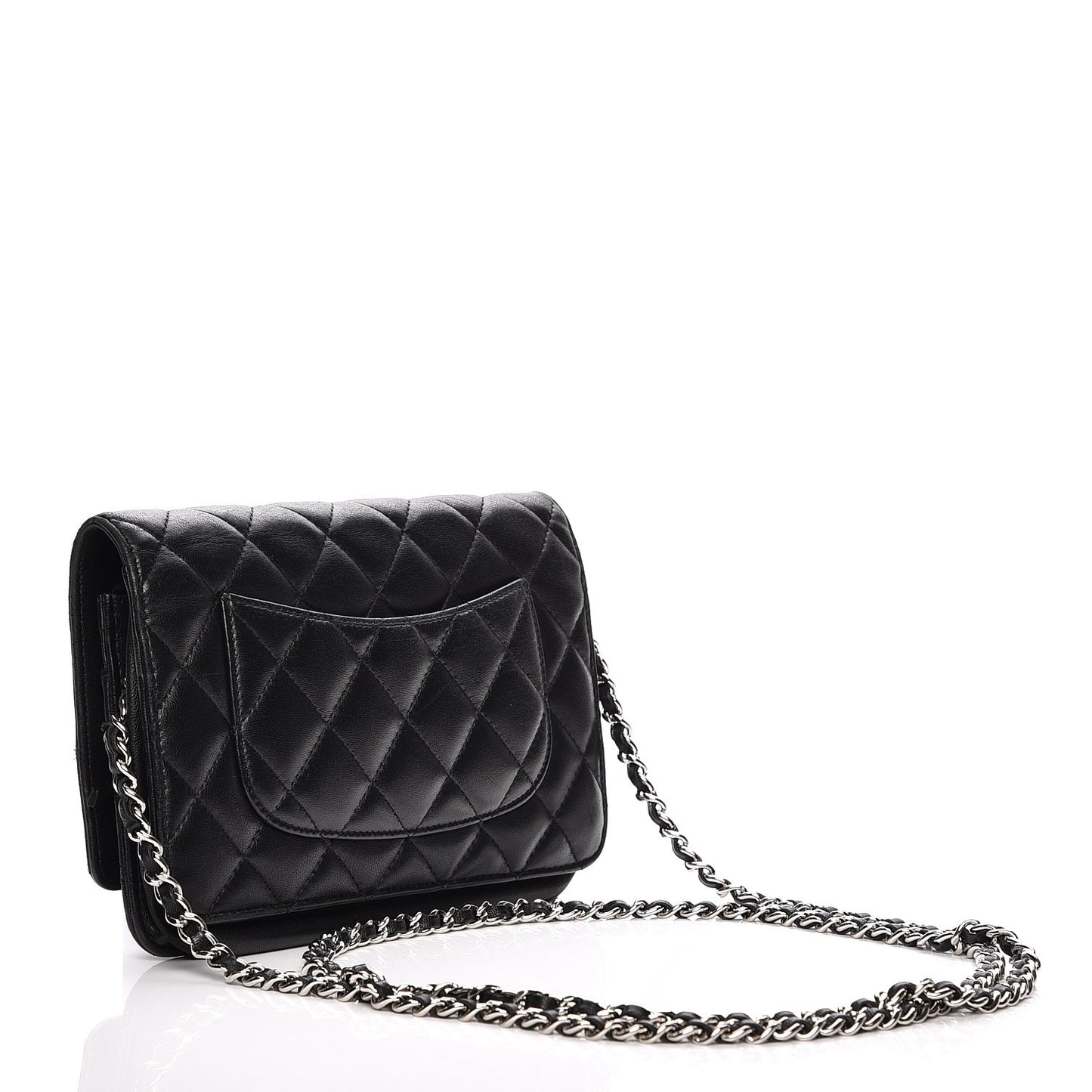 Lambskin Quilted Wallet On Chain WOC Black
