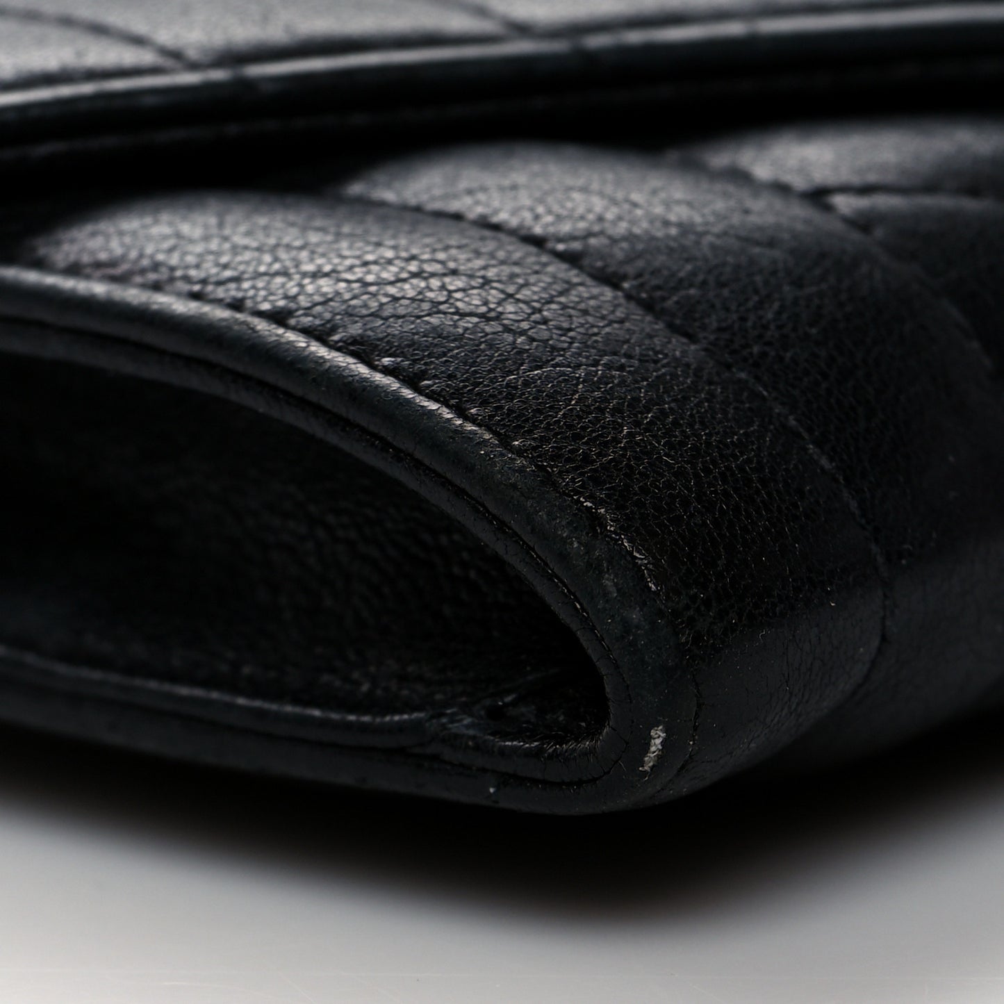 Lambskin Mixed Matelasse Chevron Small Monogram Envelope Wallet Black