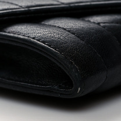 Saint Laurent Lambskin Mixed Matelasse Chevron Small Monogram Envelope Wallet Black 8 of 11