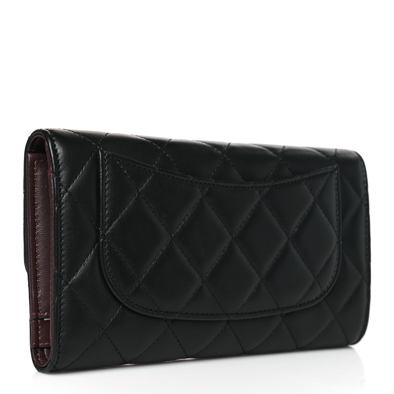 Chanel Lambskin Quilted Large Gusset Flap Wallet Black 3 of 8