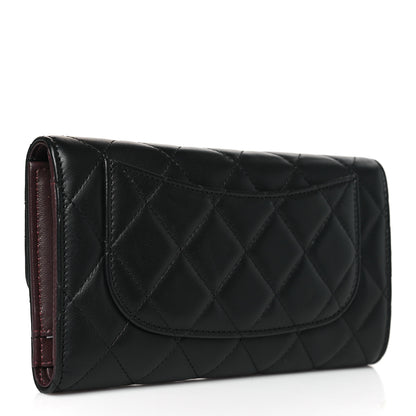 Chanel Lambskin Quilted Large Gusset Flap Wallet Black 3 of 8
