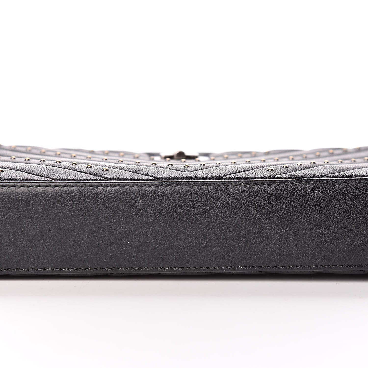 Chanel Sheepskin Chevron Quilted Studded Reissue Small Clutch With Chain Black 12 of 13