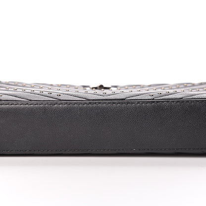 Chanel Sheepskin Chevron Quilted Studded Reissue Small Clutch With Chain Black 12 of 13