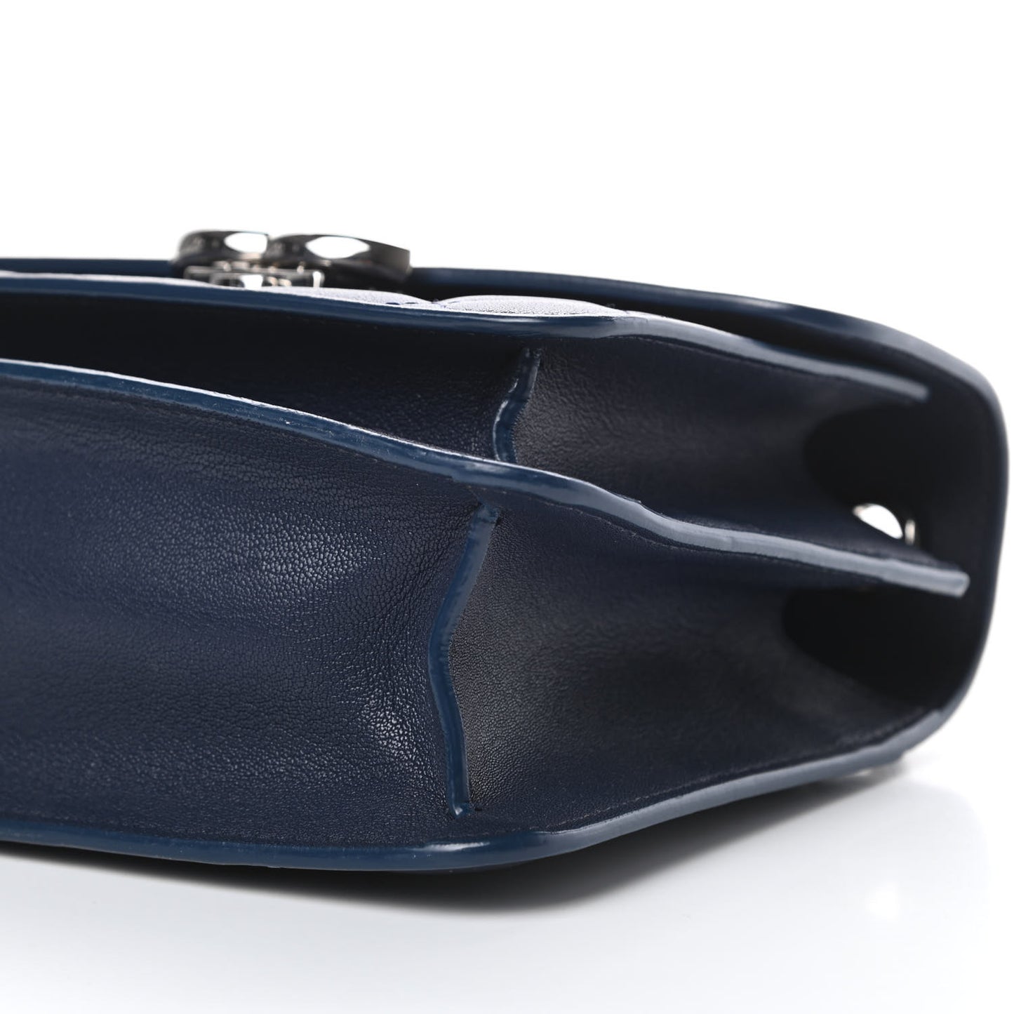 Goatskin Quilted Small CC Box Flap Navy