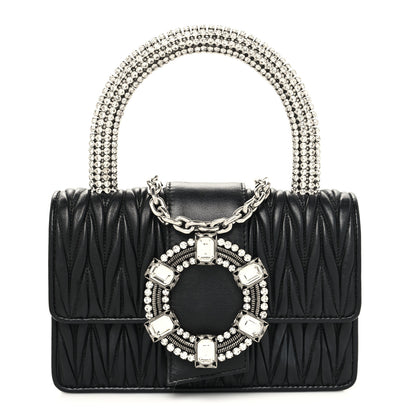 Miu Miu Nappa Matelasse Crystal Embellished Lady Top Handle Bag Black 3 of 10