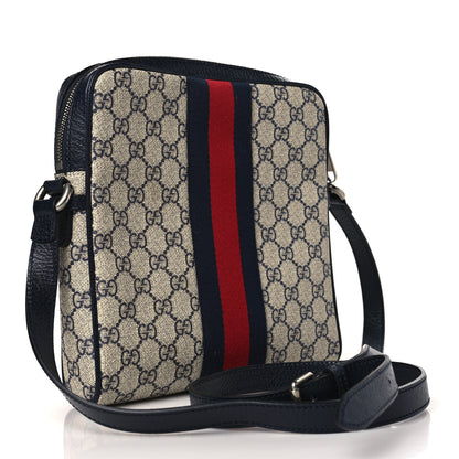 Gucci GG Supreme Monogram Textured Dollar Calfskin Web Small Ophidia Messenger Bag Beige Blue 3 of 9