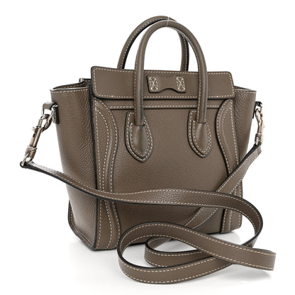 Celine Drummed Calfskin Nano Luggage Souris 3 of 16