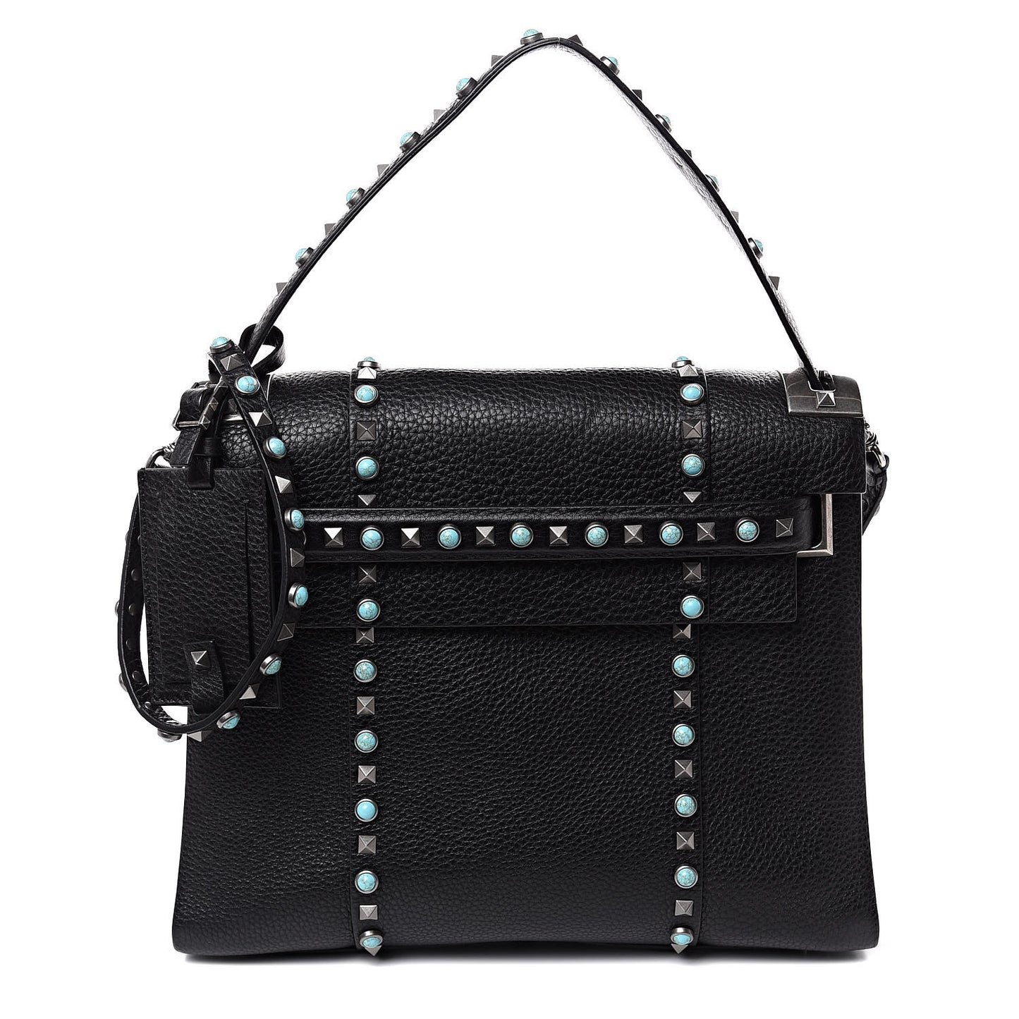 Alce Calfskin My Rockstud Rolling Frame Bag Black