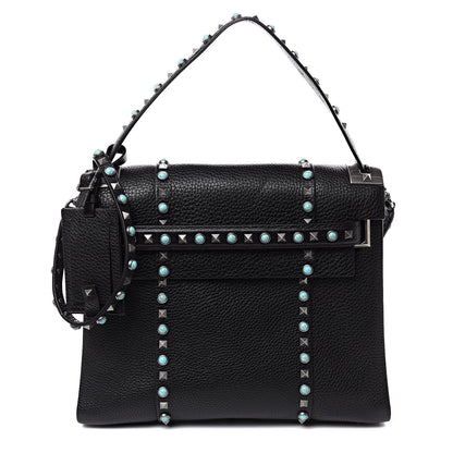 Valentino Garavani Alce Calfskin My Rockstud Rolling Frame Bag Black 1 of 9