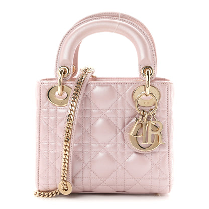 Christian Dior Metallic Lambskin Cannage Mini Lady Dior  Lotus 1 of 10
