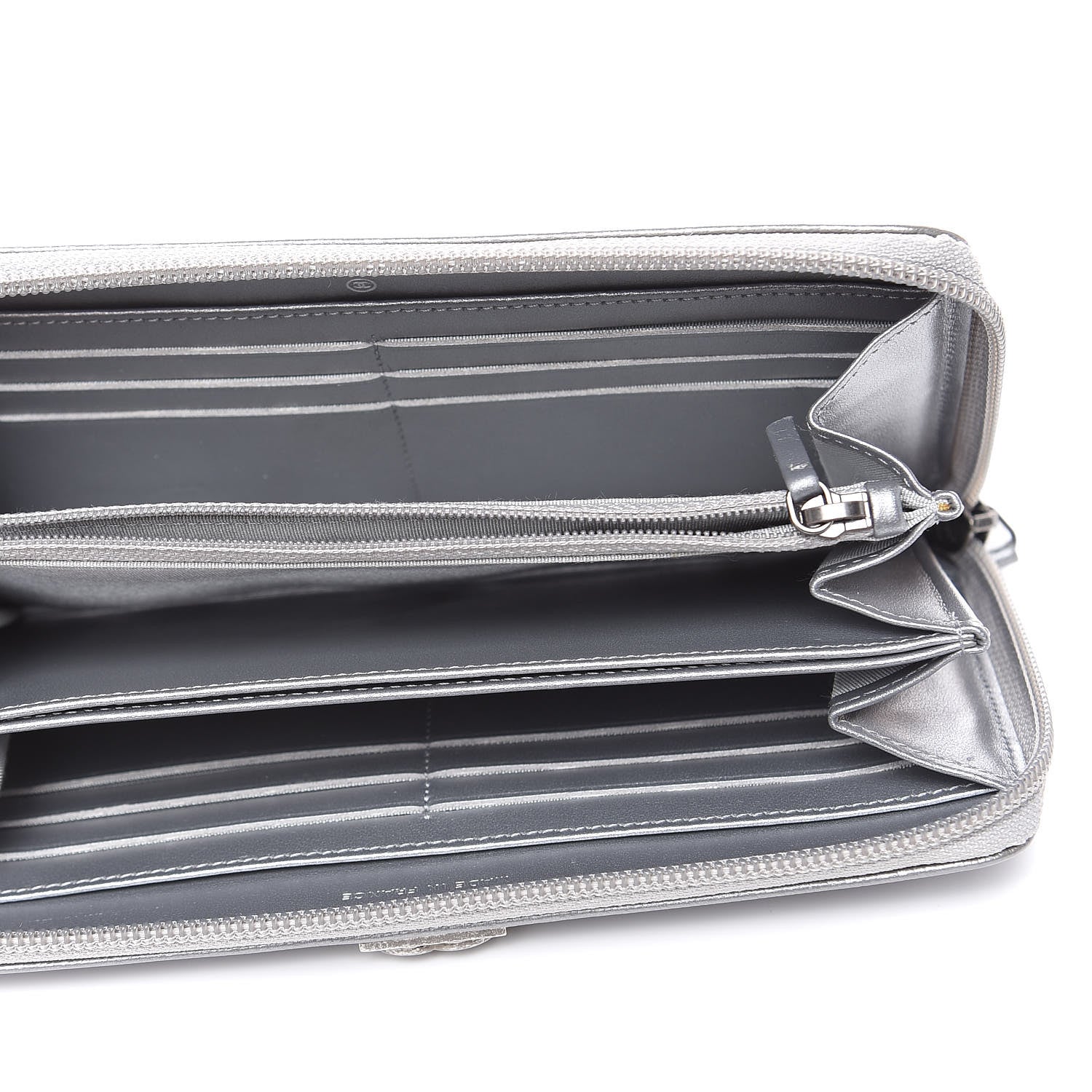 Chanel Metallic Caviar Quilted Boy L-Gusset Zip Wallet Silver 5 of 9