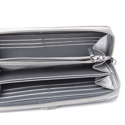 Chanel Metallic Caviar Quilted Boy L-Gusset Zip Wallet Silver 5 of 9