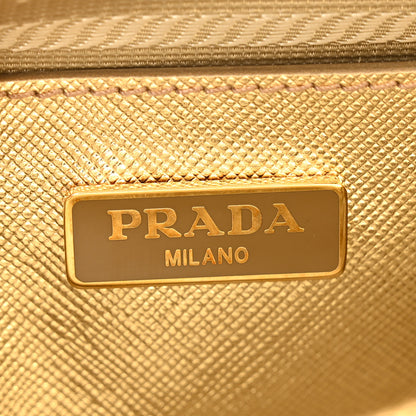 Prada Metallic Saffiano Lux Micro Galleria Double Zip Tote Gold 7 of 12