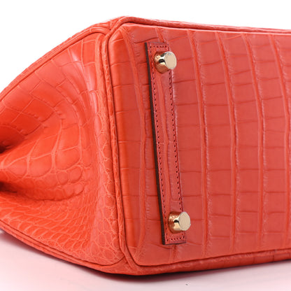 Hermes Matte Alligator Birkin 25 Orange Poppy 4 of 9