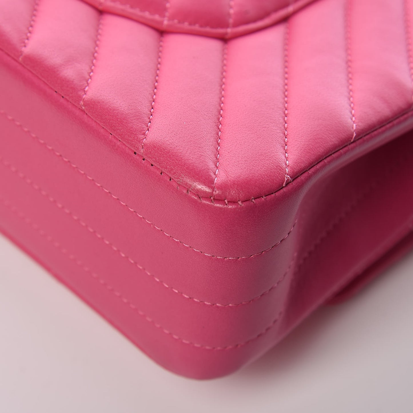 Lambskin Chevron Quilted Medium Double Flap Pink