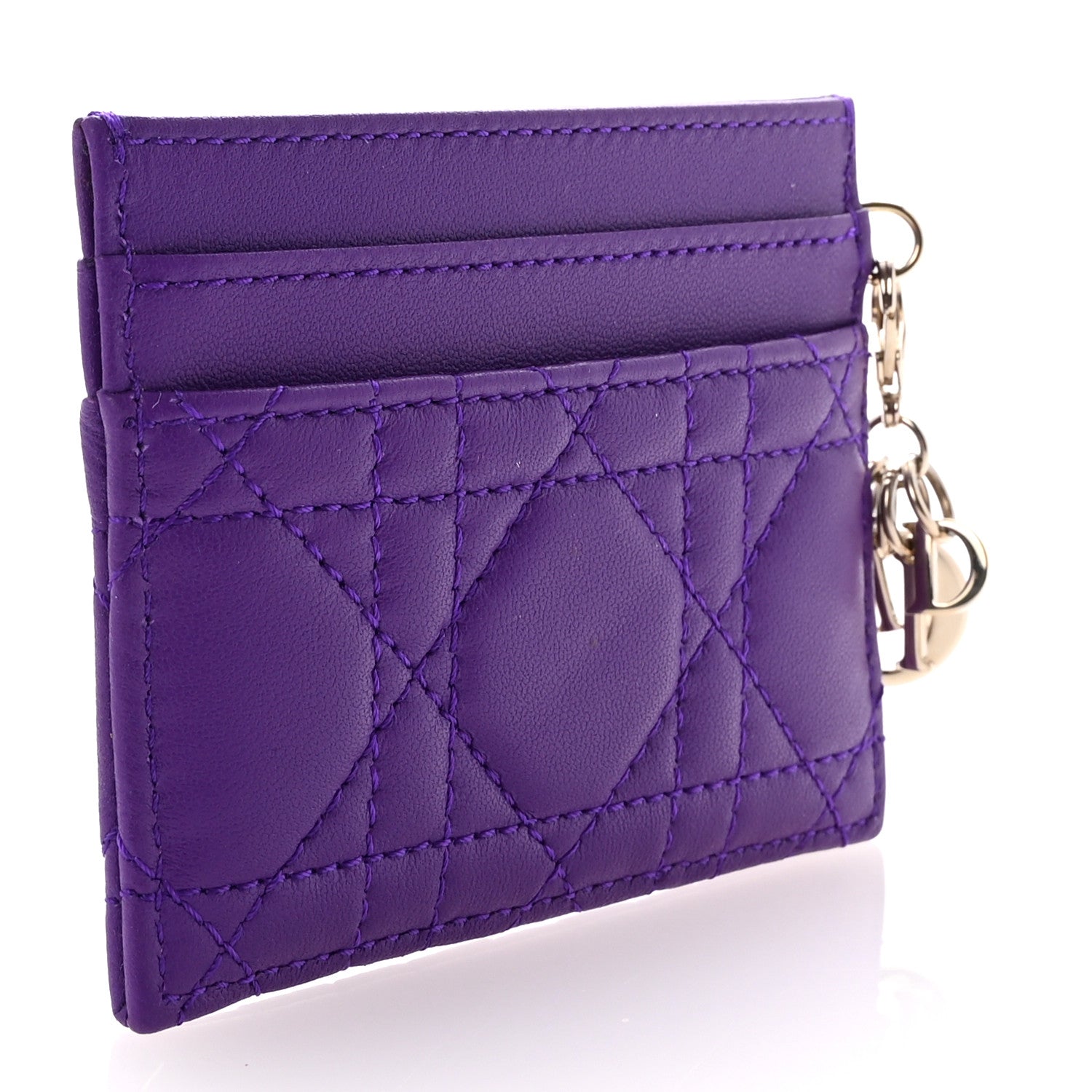 Christian Dior Lambskin Cannage Lady Dior Card Holder Purple 3 of 7