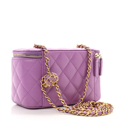 Chanel Lambskin Quilted Pearl Crush Small Vanity Case With Chain Purple 3 of 11