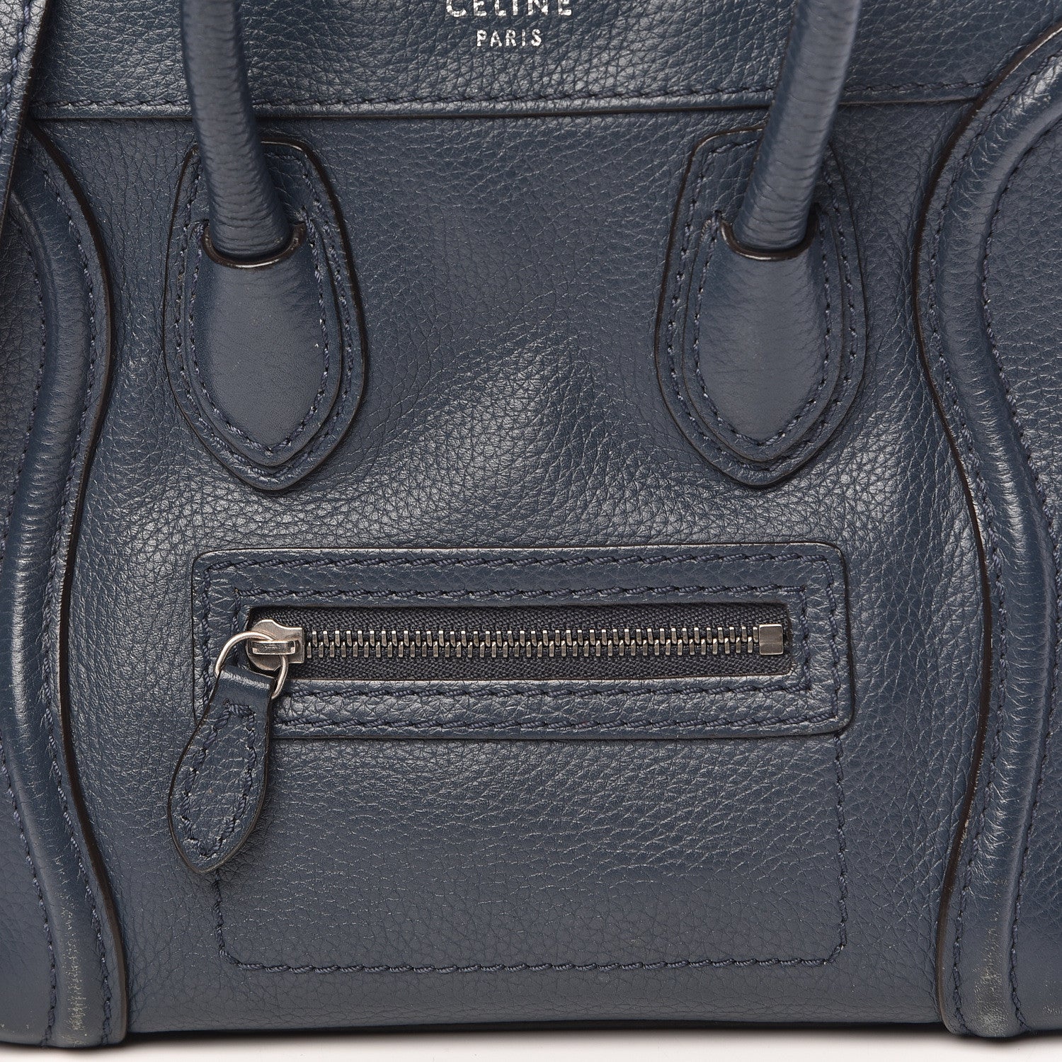Celine Drummed Calfskin Nano Luggage Orage 7 of 10