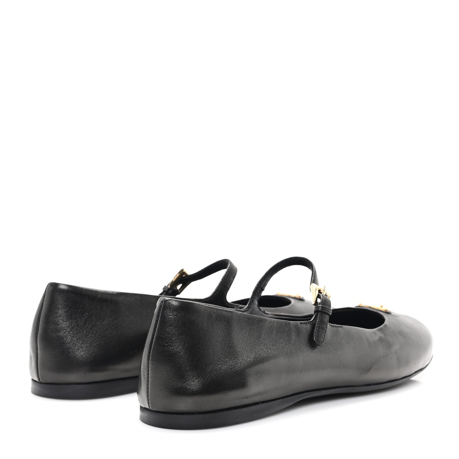 Prada Nappa Metal Triangle Logo Ballet Flats 39.5 Black 5 of 9