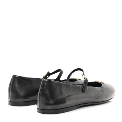 Prada Nappa Metal Triangle Logo Ballet Flats 39.5 Black 5 of 9