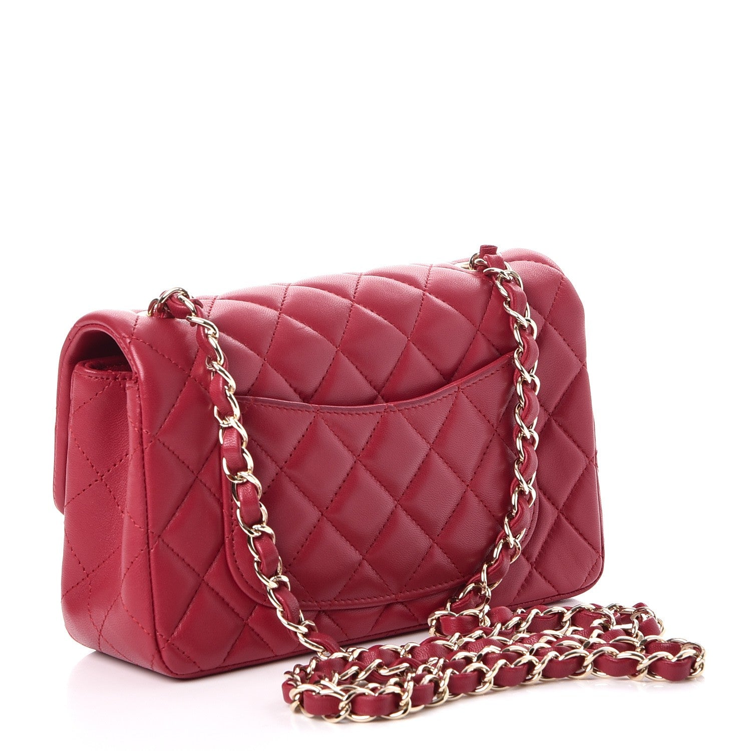 Chanel Lambskin Quilted Mini Rectangular Flap Dark Pink 3 of 9
