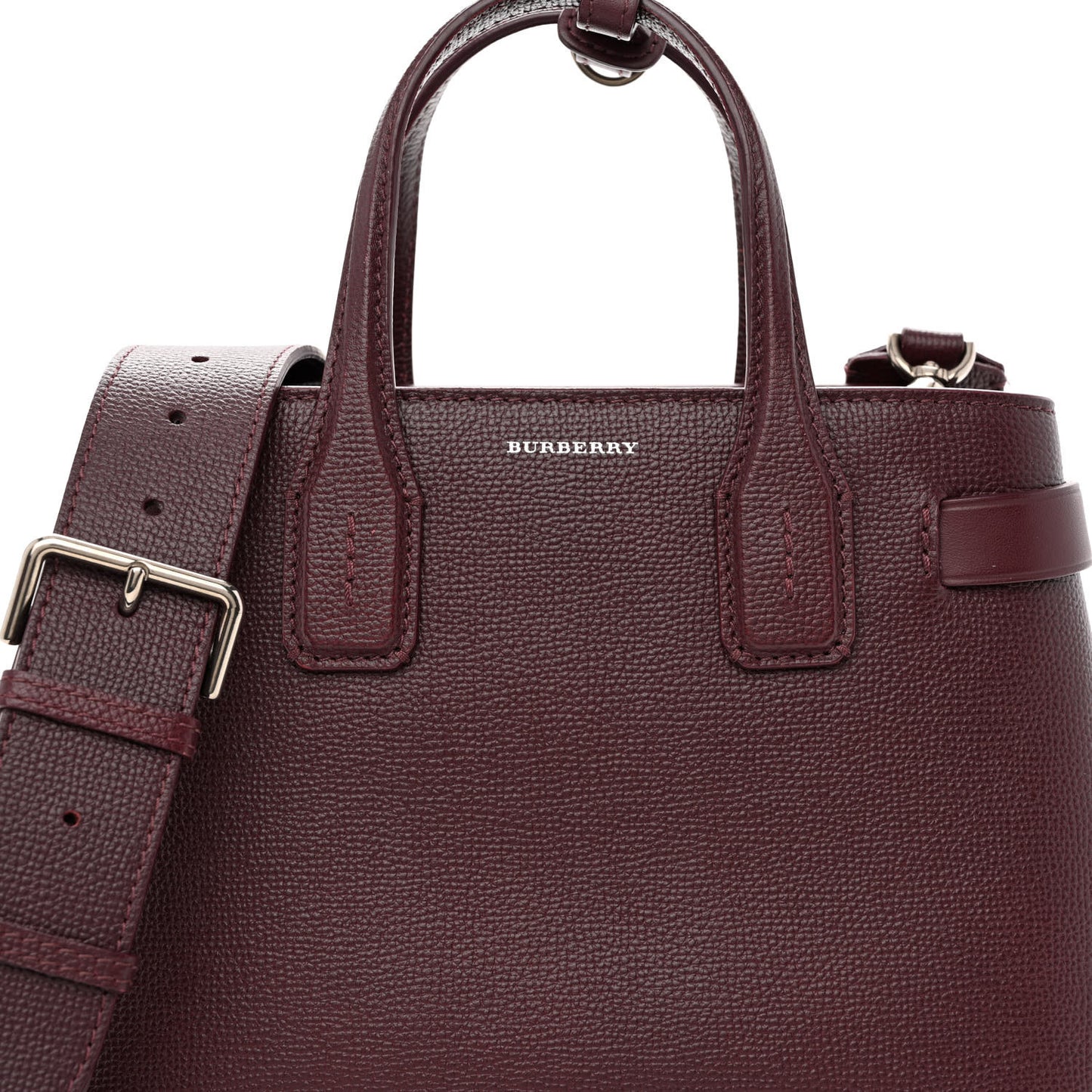 Grainy Calfskin House Check Small Banner Tote Mahogany Red