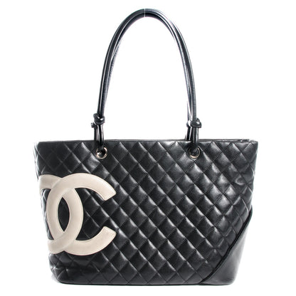 Chanel Calfskin Quilted Large Cambon Tote Black White 1 of 7