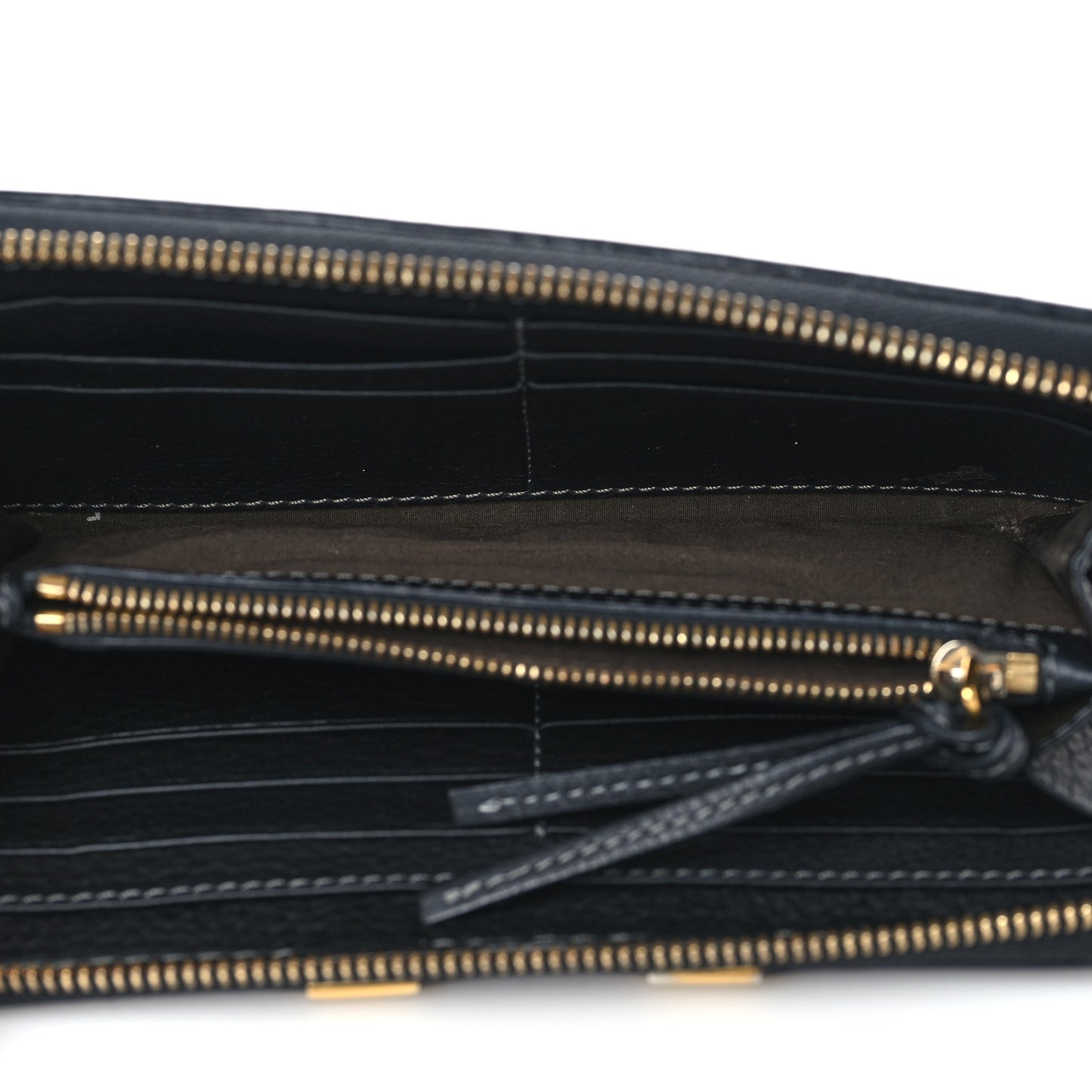 Grained Calfskin Marcie Long Zip Around Wallet Black
