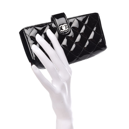 Chanel Patent Quilted Mini Phone Holder Clutch Black 2 of 8
