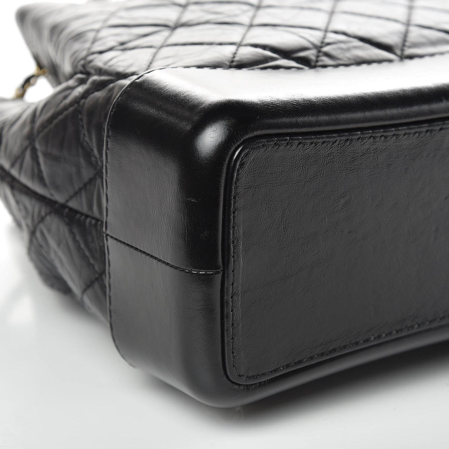 Aged Calfskin Quilted Gabrielle Backpack Black