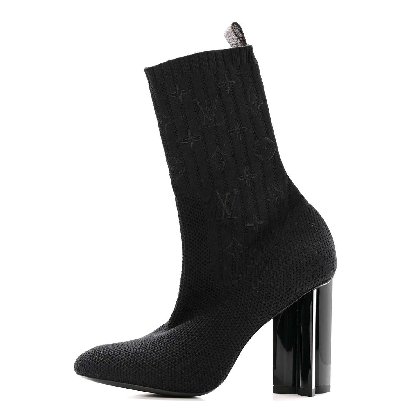 Monogram Stretch Fabric Silhouette Ankle Boots 37 Black