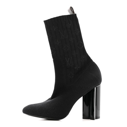 Louis Vuitton Monogram Stretch Fabric Silhouette Ankle Boots 37 Black 1 of 12