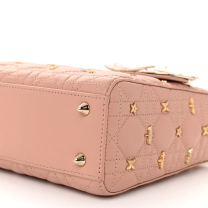 Christian Dior Lambskin Cannage Dragonfly Studs Small Lady Dior Rose Des Vents 10 of 10