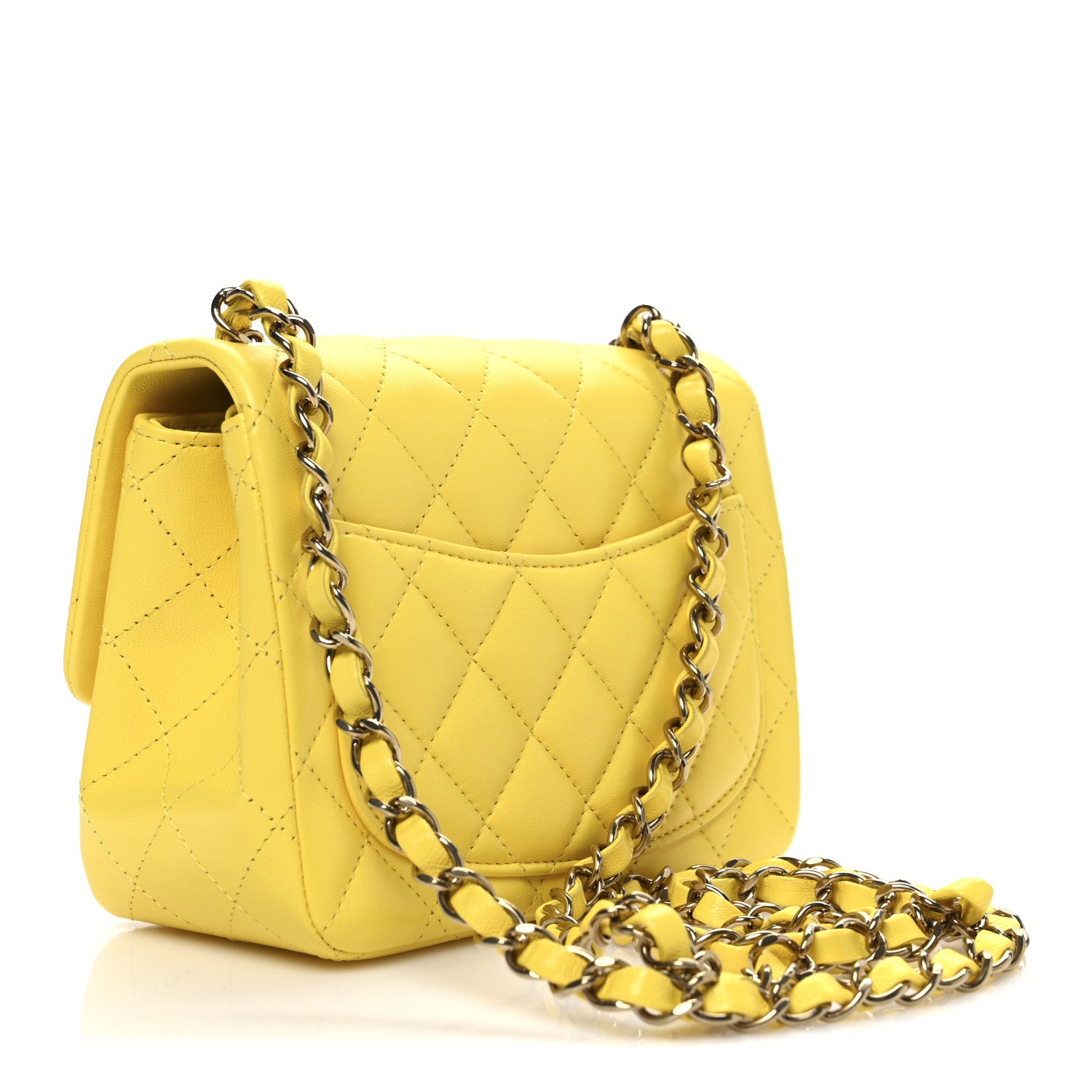 Chanel Lambskin Quilted Mini Square Flap Yellow 3 of 10
