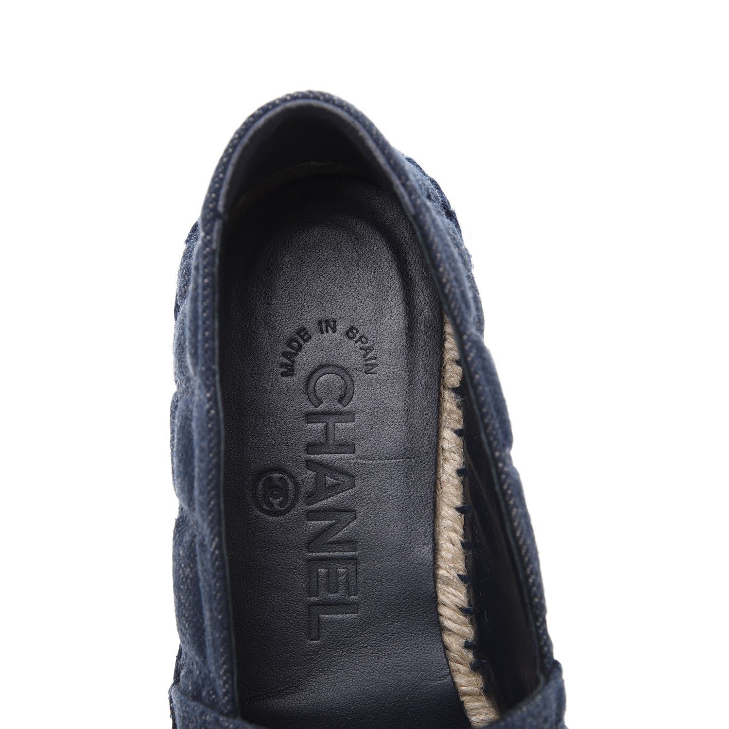 Chanel Denim Toile Embossed CC Espadrilles 36 Navy Black 6 of 7