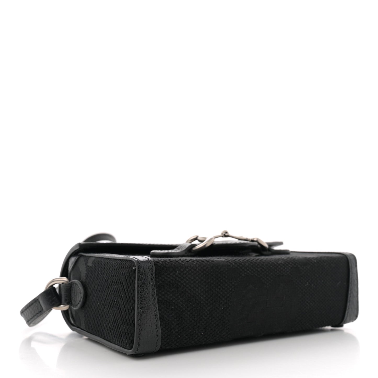 Monogram Jumbo GG Textured Dollar Calfskin Mini Horsebit 1955 Shoulder Bag Black