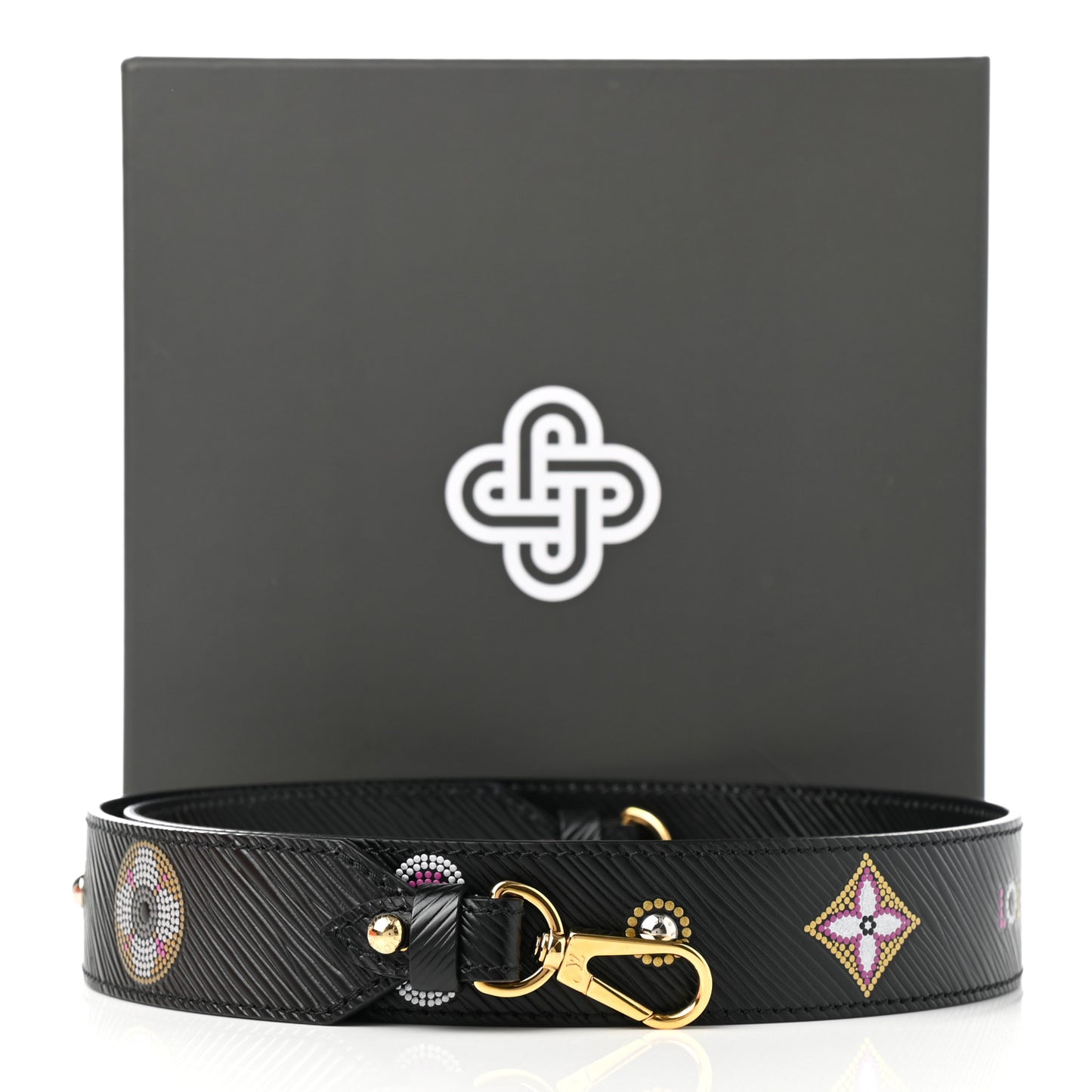 Epi Bead Embroidery Print Bandouliere Shoulder Strap Black