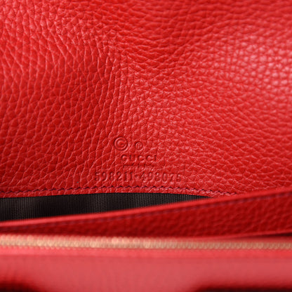 Gucci Pebbled Calfskin Soho Wallet on Chain Hibiscus Red 8 of 10