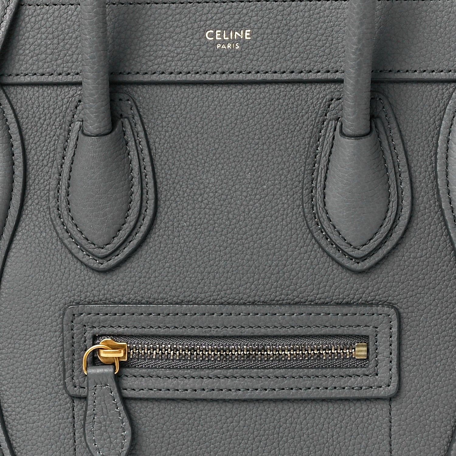 Celine Drummed Calfskin Nano Luggage Kohl 8 of 11